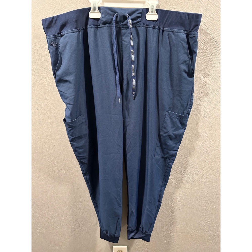 Med Couture Insight Navy Blue Scrub Joggers Cargo Pants Womens 2XL